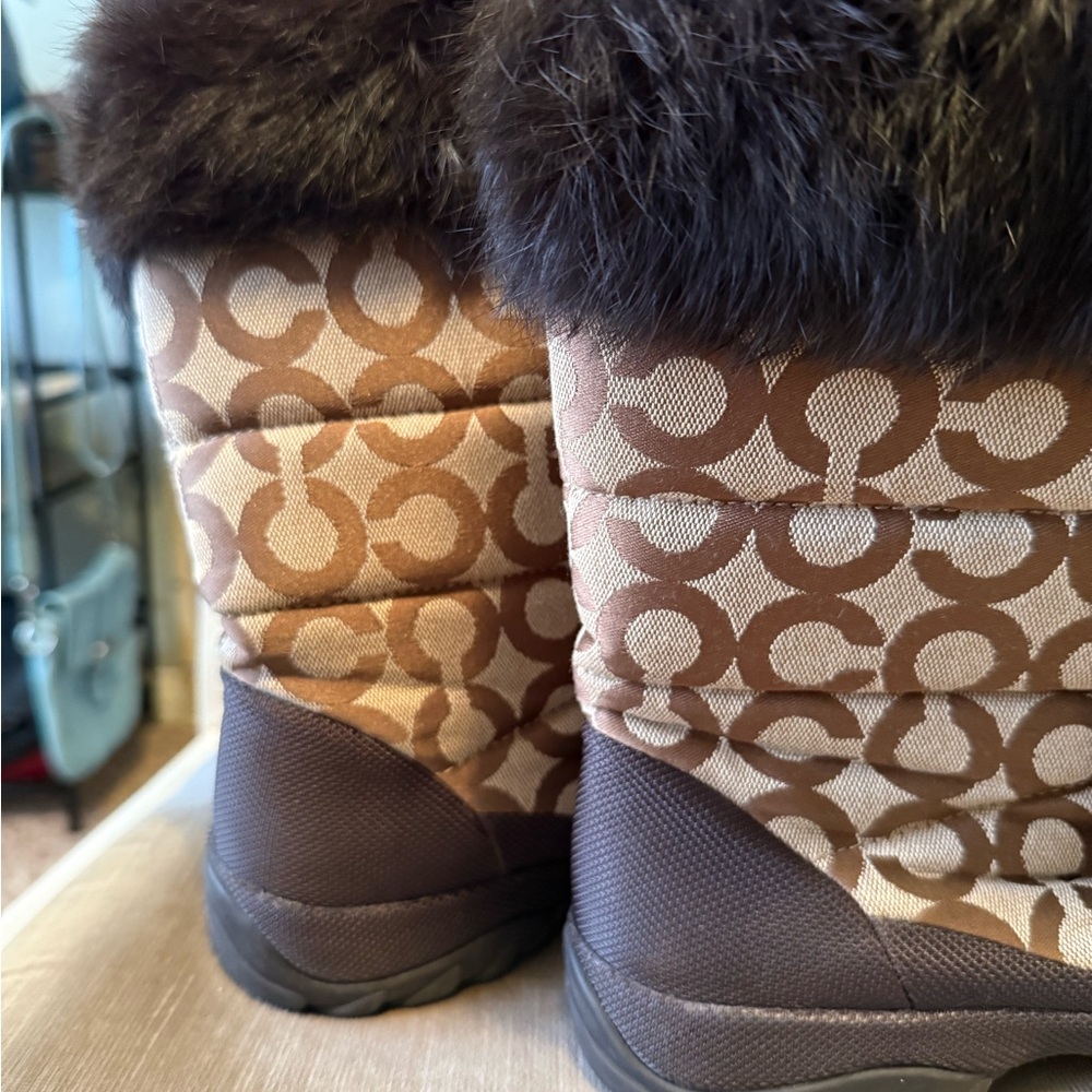 Coach “Jennie” Signature Winter Faux Fur Boots - Brown and Tan - Picture 5 of 9